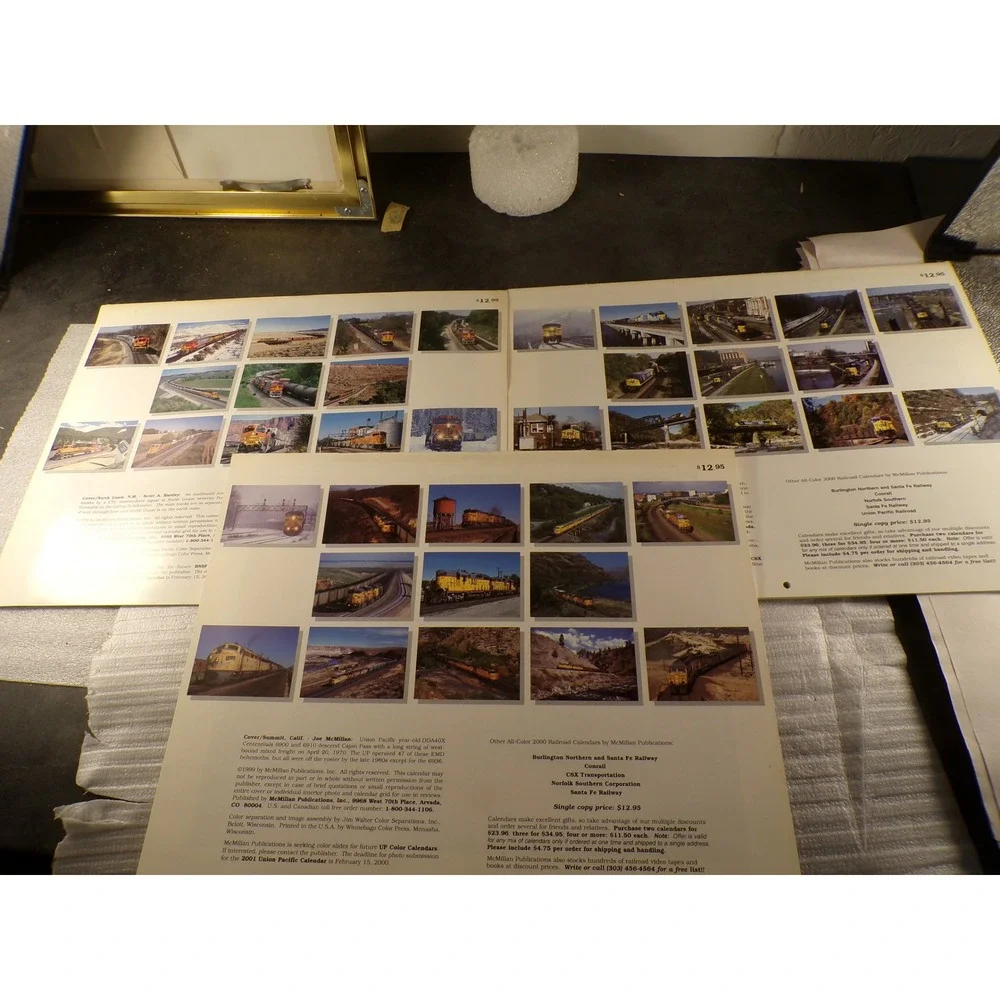 Vintage 2000 McMillan Publications Railroad Color Calendar Lot BNSF CSX UP 3pk